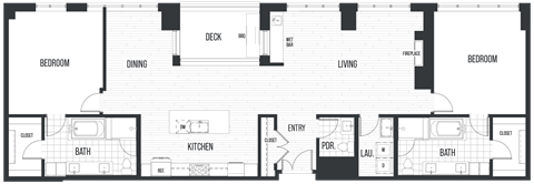 Penthouse 2801. A 2 bedroom, 2.5 bath penthouse floor plan at The Quincy in Downtown Denver.